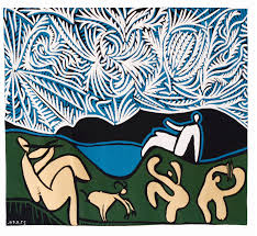 Tapisserie-Picasso-Bacchanale avec chevreau et spectateurs.Dim:140×160
